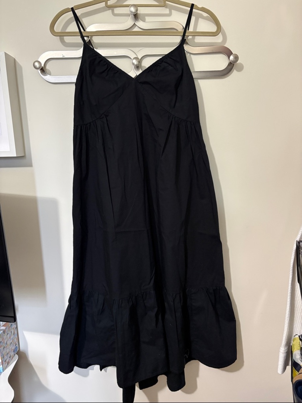 GAP Black Spaghetti-Strap High-Low Midi Dress with pockets!